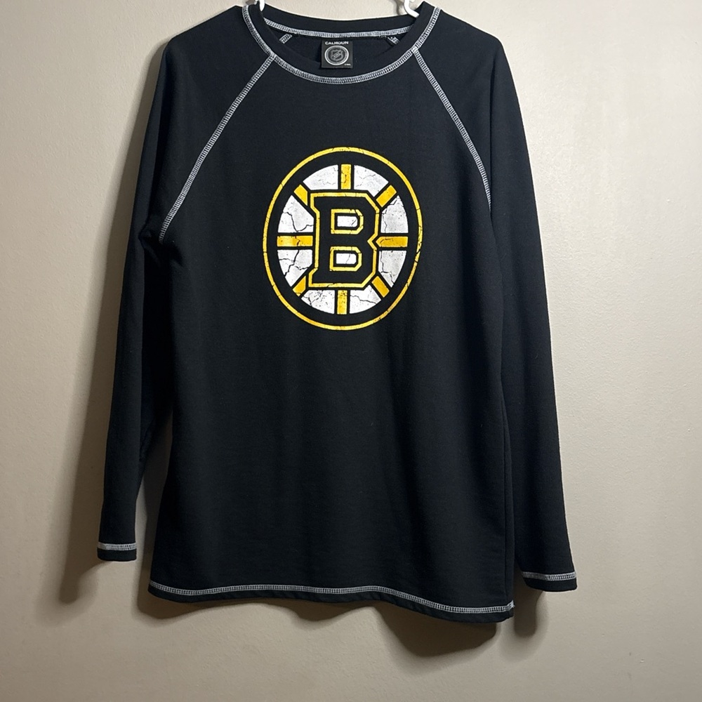 Calhoun NHL Black Long Sleeve Shirt with Boston Bruins Logo Large